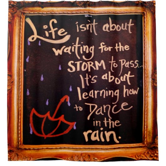 雨の中で踊る、人生の引用文表現 シャワーカーテン (正面)