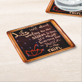 雨の中で踊る、人生の引用文表現 スクエアペーパーコースター (アングル)