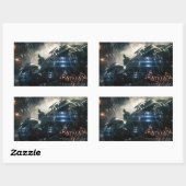 雨の中で電池付きバットマン 長方形シール (シート)