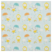 雨の中に傘を置いたかわいい動物 ファブリック (見本)