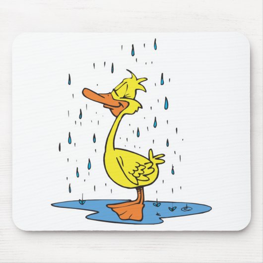 雨の中のかわいい水たまりのアヒル マウスパッド (正面)