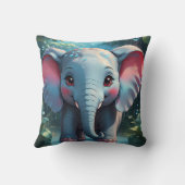 雨の中のかわいい象 クッション (裏面)