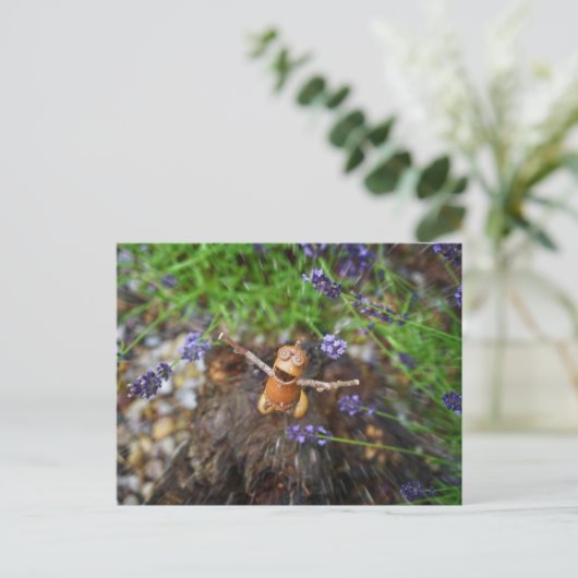 雨の中のアコーン小妖精や小人 ポストカード (スタンド正面)