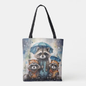 雨の中のアライグマたち トートバッグ (裏面)