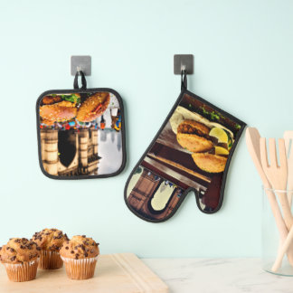 雨の中のインドの玄関口でヴァダ・パブ・ブリス 鍋つかみ&鍋敷きセット