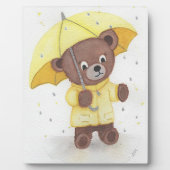 雨の中のクマ足 フォトプラーク (正面)