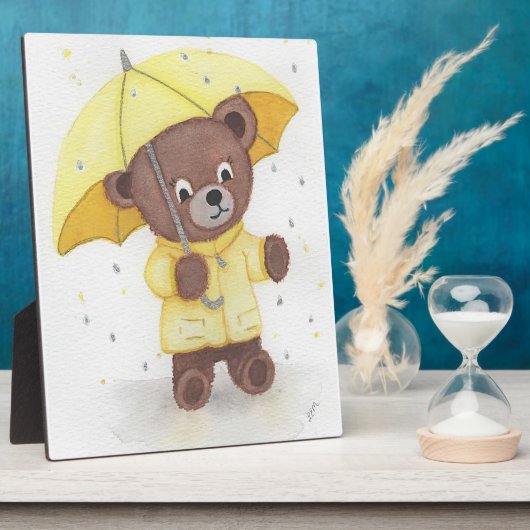 雨の中のクマ足 フォトプラーク (側面)
