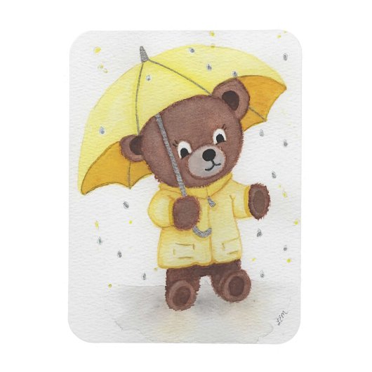 雨の中のクマ足 マグネット (縦)