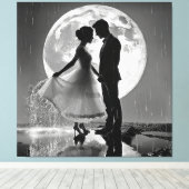 "雨の中のダンス - 月夜のロマンス" キャンバスプリント (インサイチュ (ウッドフロア))