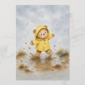 雨の中のテディベア ベビーシャワー招待状  招待状 (裏面)
