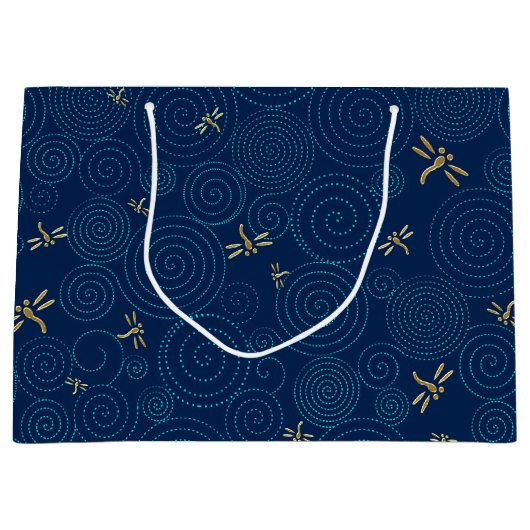 雨の中のトンボの大抱き枕 ラージペーパーバッグ (正面)