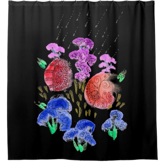 雨の中のドラマチックなシン シャワーカーテン (正面)