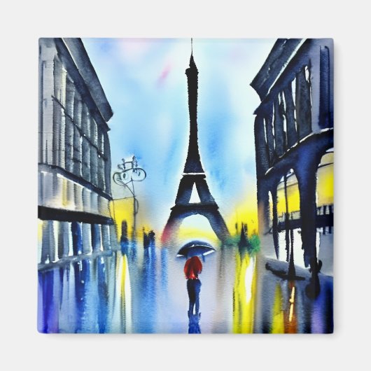 雨の中のパリ マグネット (正面)
