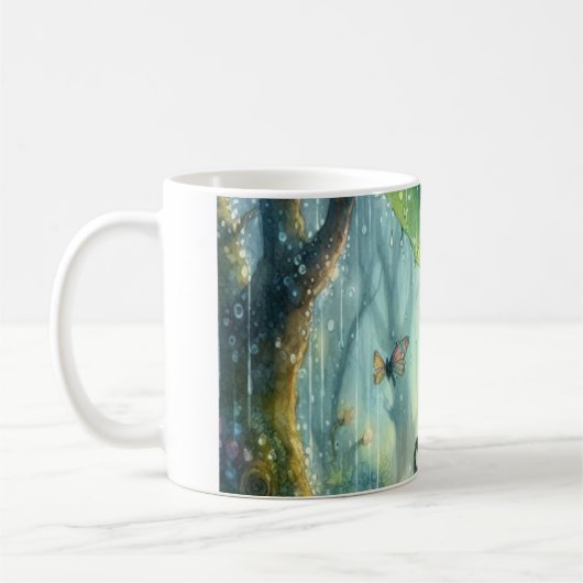 雨の中のピクシー コーヒーマグカップ (左)