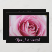 雨の中のピンクのバラのパーティの招待状 招待状 (正面/裏面)