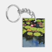 雨の中のピンクの蓮 キーホルダー (正面左)