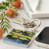 雨の中のピンクの蓮 キーホルダー (正面右)