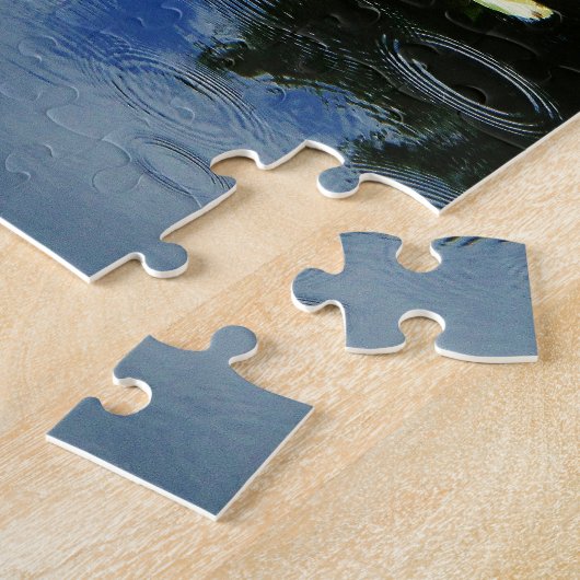 雨の中のピンクの蓮 ジグソーパズル (側面)