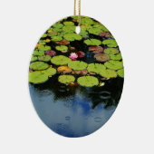 雨の中のピンクの蓮 セラミックオーナメント (右)