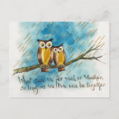 雨の中のフクロウ雨天青風詩 ポストカード (正面)