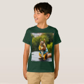 雨の中のリスT型 Tシャツ (正面フル)