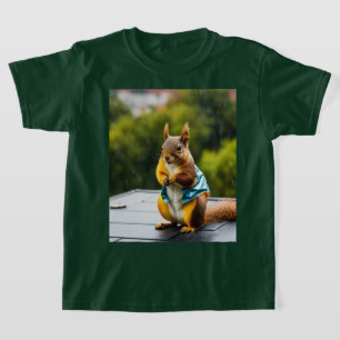 雨の中のリスT型 Tシャツ