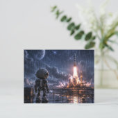 雨の中のロボット宇宙ミッション ポストカード (スタンド正面)