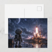 雨の中のロボット宇宙ミッション ポストカード (正面/裏面)