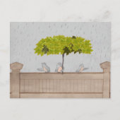 雨の中の三羽の鳥 ポストカード (正面)