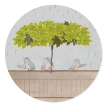 雨の中の三羽の鳥