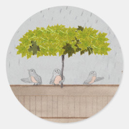 雨の中の三羽の鳥 ラウンドシール