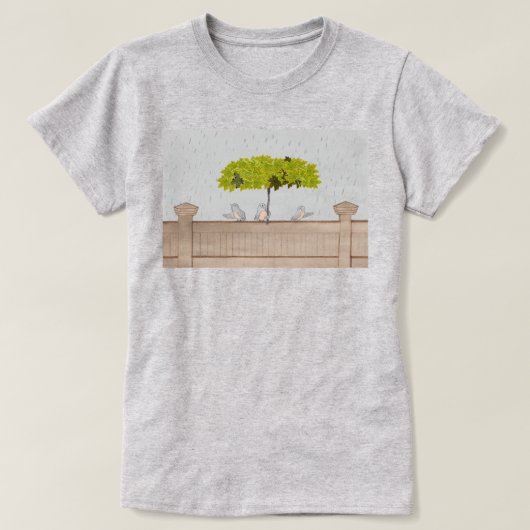 雨の中の三羽の鳥 Tシャツ (デザイン正面)
