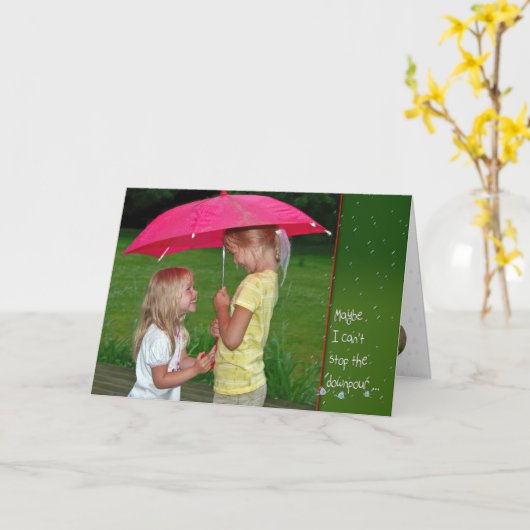 雨の中の友情 カード (黄色い花)