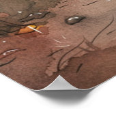 雨の中の可愛いテディベア ポスター (角)