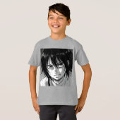 雨の中の女の子,マンガbyナターシャ米国 tシャツ (正面フル)