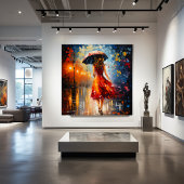 雨の中の女性 キャンバスプリント