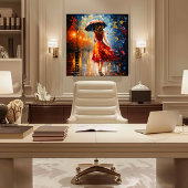 雨の中の女性 キャンバスプリント