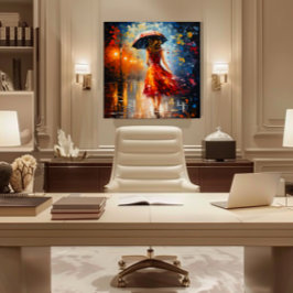 雨の中の女性 キャンバスプリント