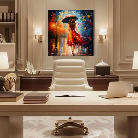 雨の中の女性 キャンバスプリント