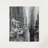 雨の中の姿黒と白 – アート タペストリー (正面)