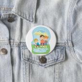 雨の中の子供たちのサイエンス・自然観察 缶バッジ (インサイチュ)
