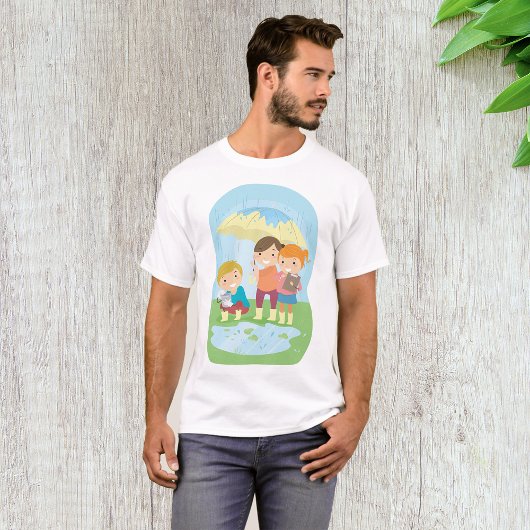 雨の中の子供たちの科学自然学習 Tシャツ