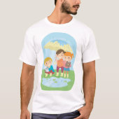 雨の中の子供たちの科学自然学習 Tシャツ (正面)