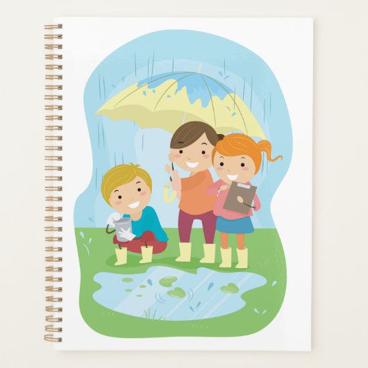 雨の中の子供たちの科学自然研究 プランナー手帳 (正面)
