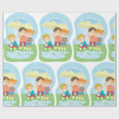 雨の中の子供たち ラッピングペーパー (フラット)