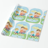 雨の中の子供たち ラッピングペーパー (アンロールド)