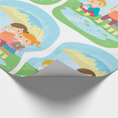 雨の中の子供たち ラッピングペーパー