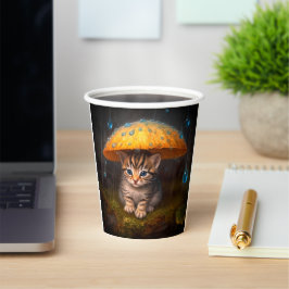 雨の中の子猫 紙コップ