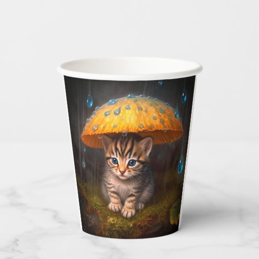 雨の中の子猫 紙コップ (裏面)