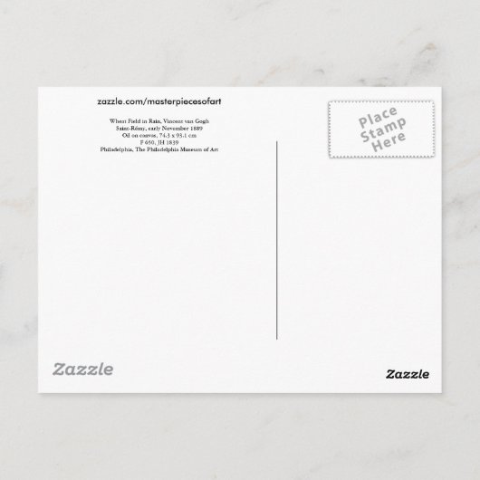 雨の中の小麦畑(F650)ヴァンゴッホファインアート ポストカード (裏面)